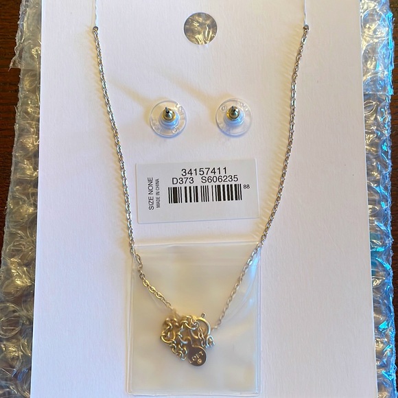 NWT LOFT Blue Topaz crystal and gold necklace and earring set sparkle gem - Picture 5 of 6